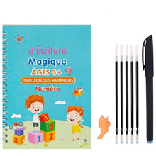 Charger l'image dans la galerie, Cahier de Copie Magique pour Enfants avec Stylo Réutilisable et Autocollants d'Écriture