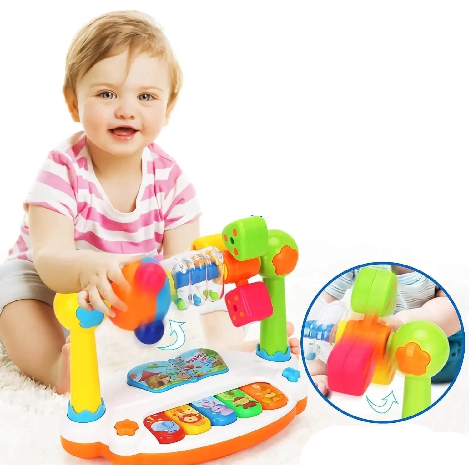 Jouets Spin Pour Bébés, Jouets Pour à Pousser Et à Faire,Jouet à Pousser Rotatif Carrousel Pour | Jouet Musical Pour Améliorer La Force De La Main