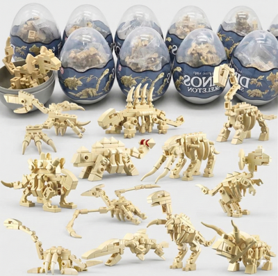 Pack 12 Œufs de Pâques Dino-Squelettes – Blocs de Construction 12-en-1