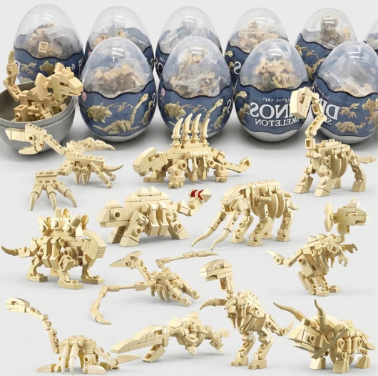 Pack 12 Œufs de Pâques Dino-Squelettes – Blocs de Construction 12-en-1