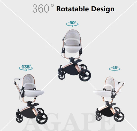 Poussette trio en cuir 3 en 1 pour bébé
