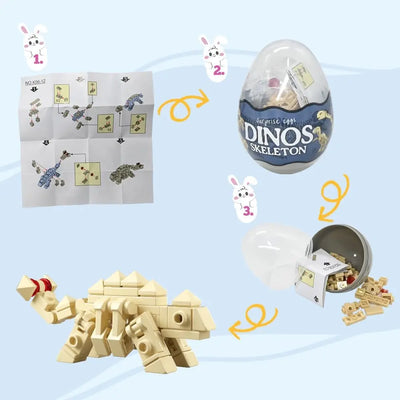Pack 12 Œufs de Pâques Dino-Squelettes – Blocs de Construction 12-en-1