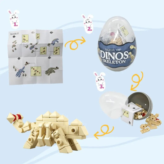 Pack 12 Œufs de Pâques Dino-Squelettes – Blocs de Construction 12-en-1