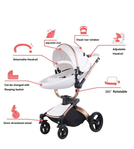 Poussette trio en cuir 3 en 1 pour bébé