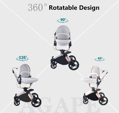 Poussette trio en cuir 3 en 1 pour bébé