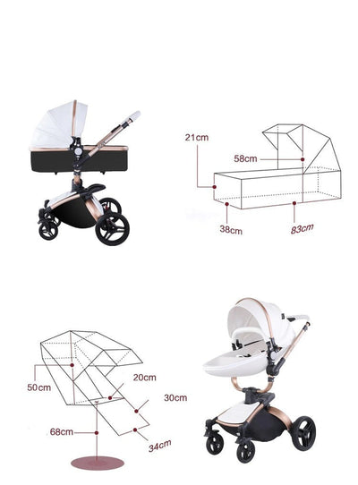 Poussette trio en cuir 3 en 1 pour bébé