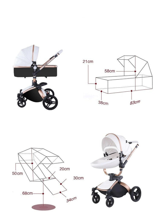 Poussette trio en cuir 3 en 1 pour bébé