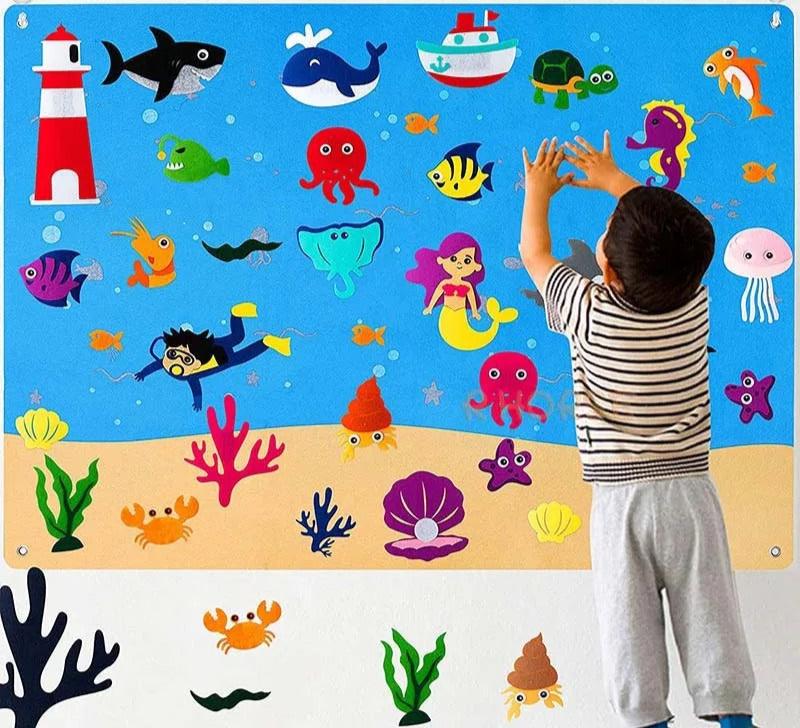 Tableau En Feutre Animaux De La Ferme 104x75 Cm - Jeu éducatif Interactif Pour Enfants - Histoires, Motricité, Apprentissage