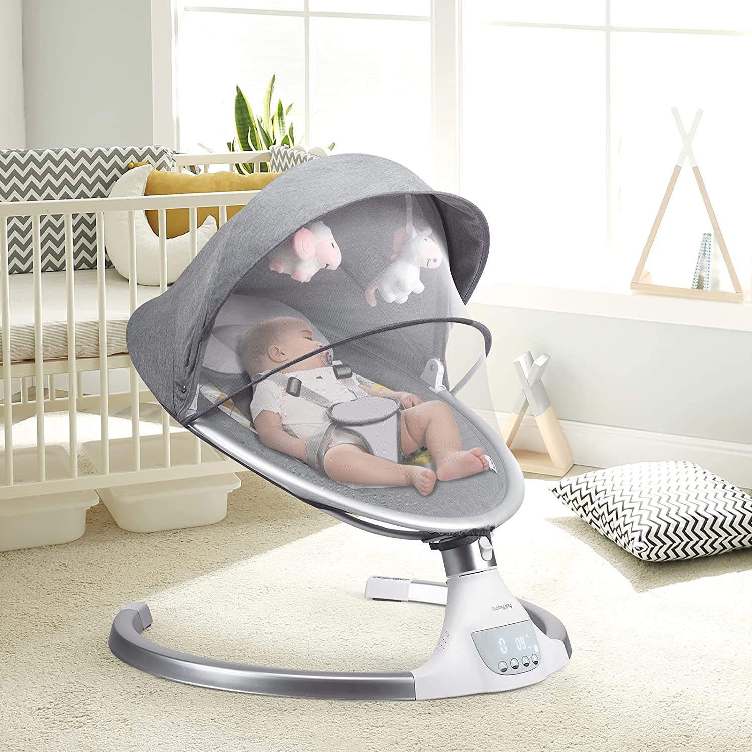 Chaise à bascule électrique pour bébé, endormissez bébé, chaise apaisante,  inclinable, pliable et confortable, laissez bébé dormir paisiblement –