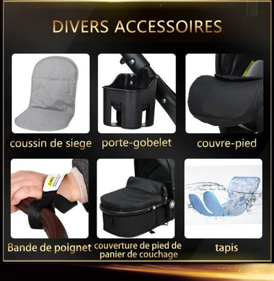 Poussette Bébé Trio 3 en 1 Dernière Génération - Poussette, Landau et Siège Auto