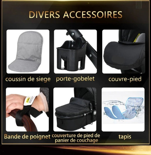 Poussette Bébé Trio 3 en 1 Dernière Génération - Poussette, Landau et Siège Auto