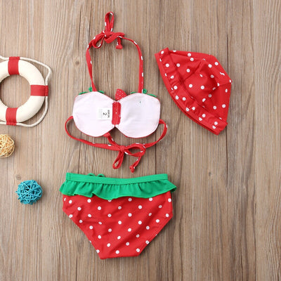 Maillot de bain fraise bébé fille 3Pcs